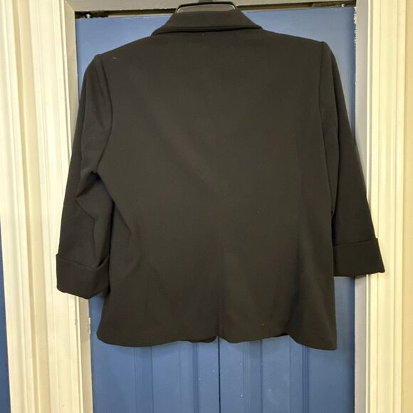 Anne Klein Black 3/4 Sleeve Blazer Gold Snap Buckle Size M - Picture 4 of 5